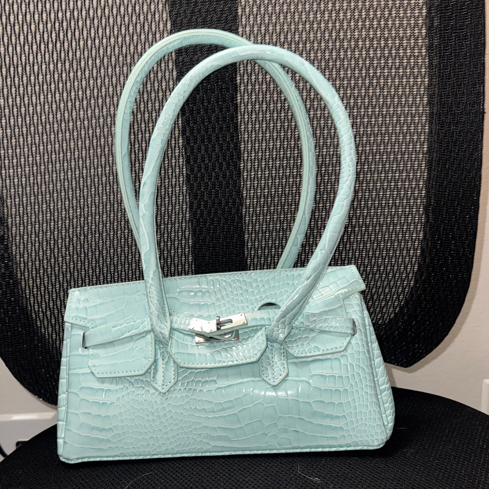 AKIRA Mint Crocodile-Embossed Satchel